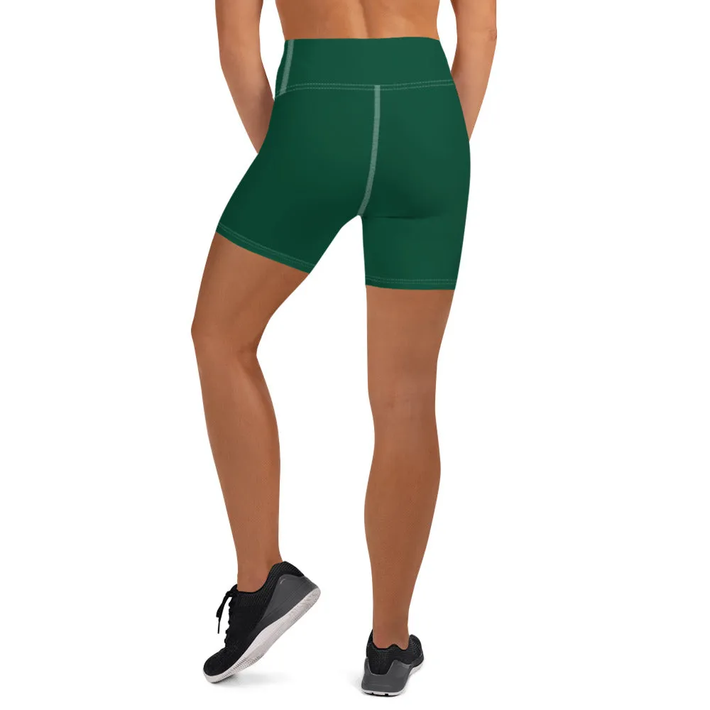 Racing Green High Waist Yoga Shorts