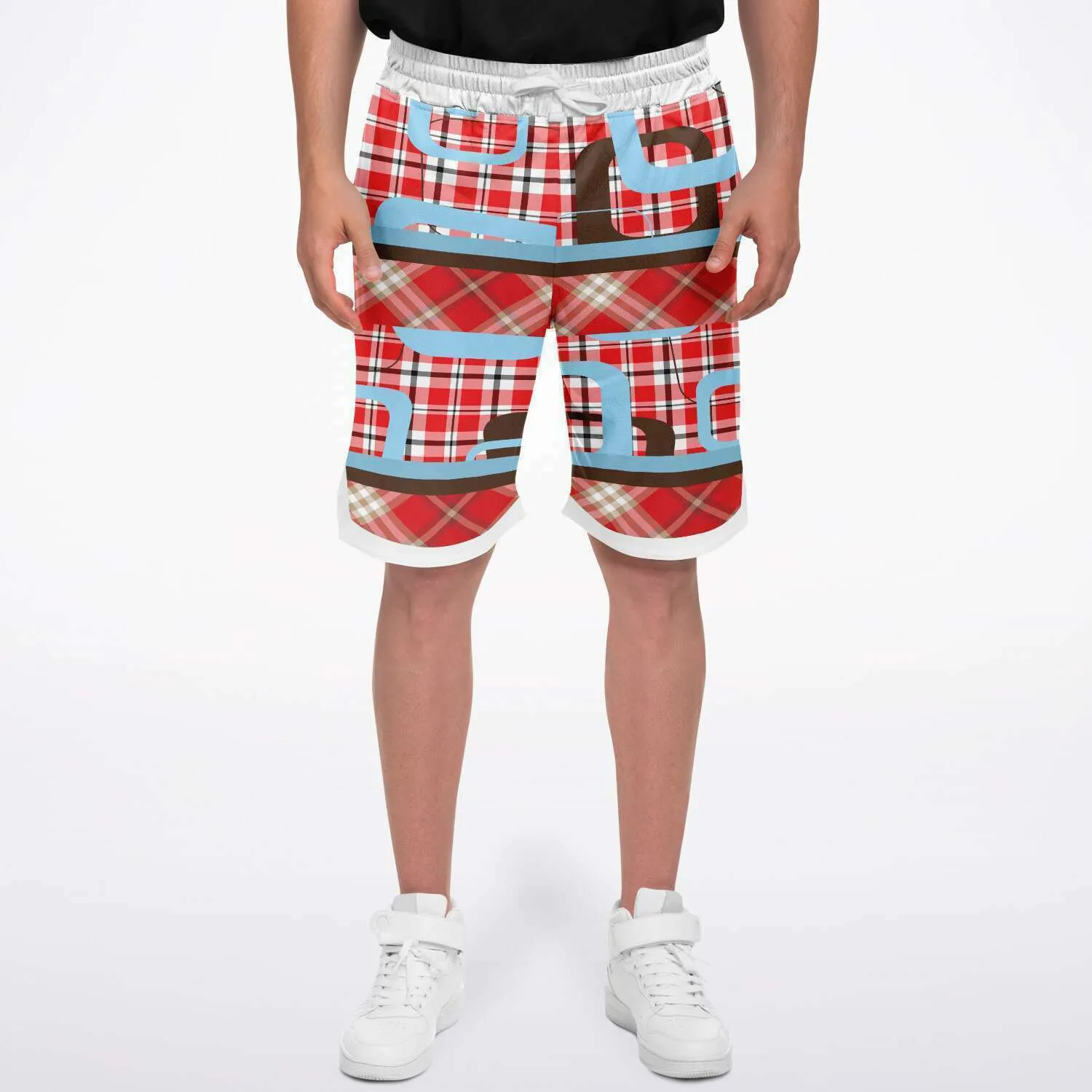 Red Pacific Palisades Plaid Basketball Shorts