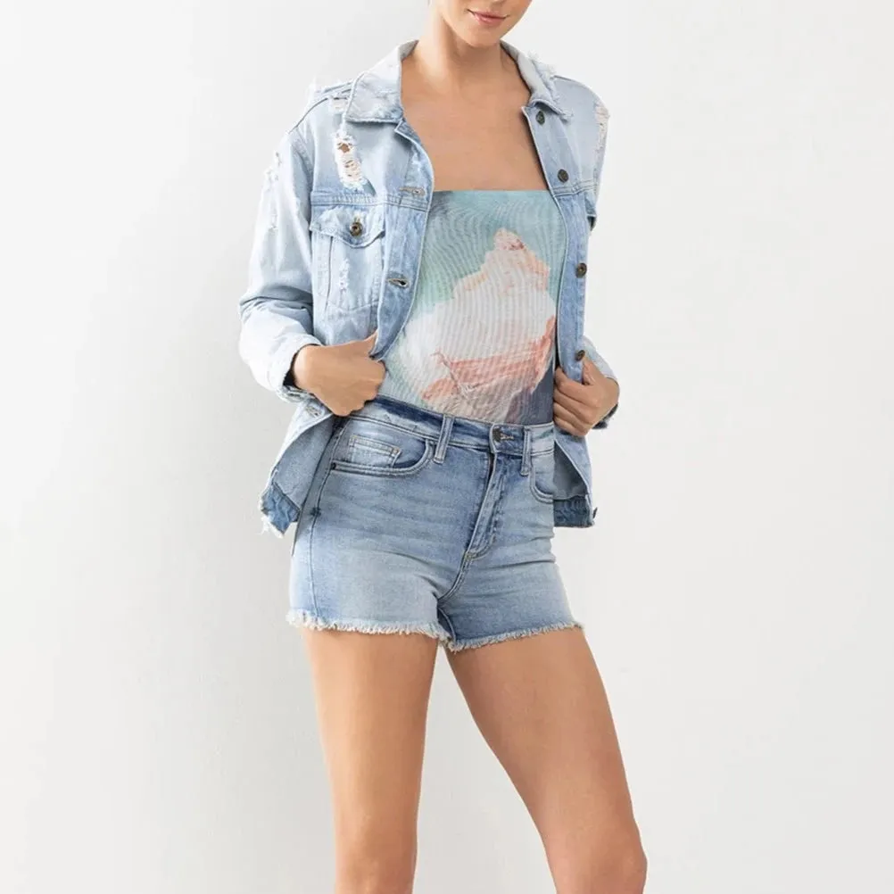 S7286ML Denim Shorts (Light Blue)