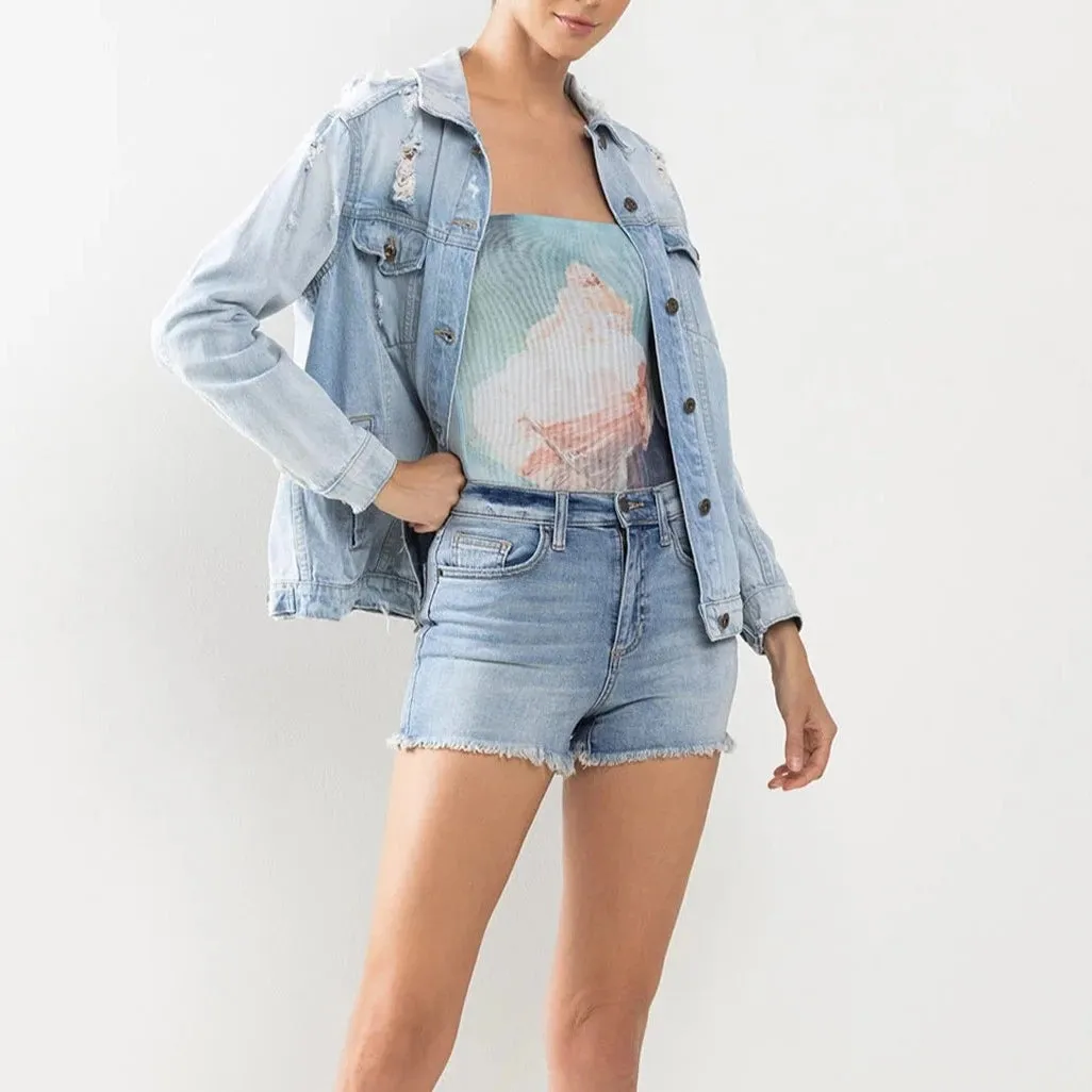 S7286ML Denim Shorts (Light Blue)