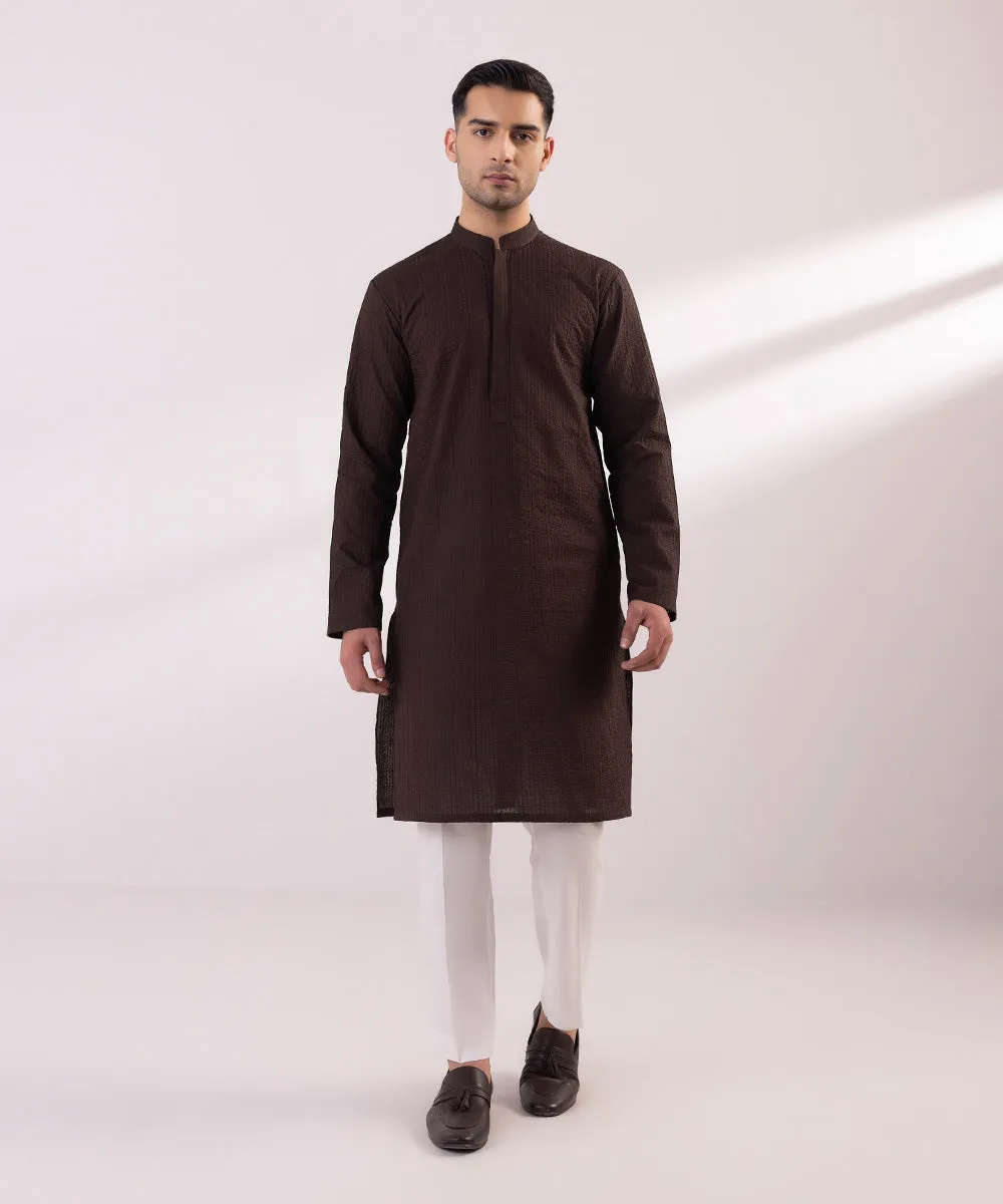 Schiffli Embroidered Cotton Kurta