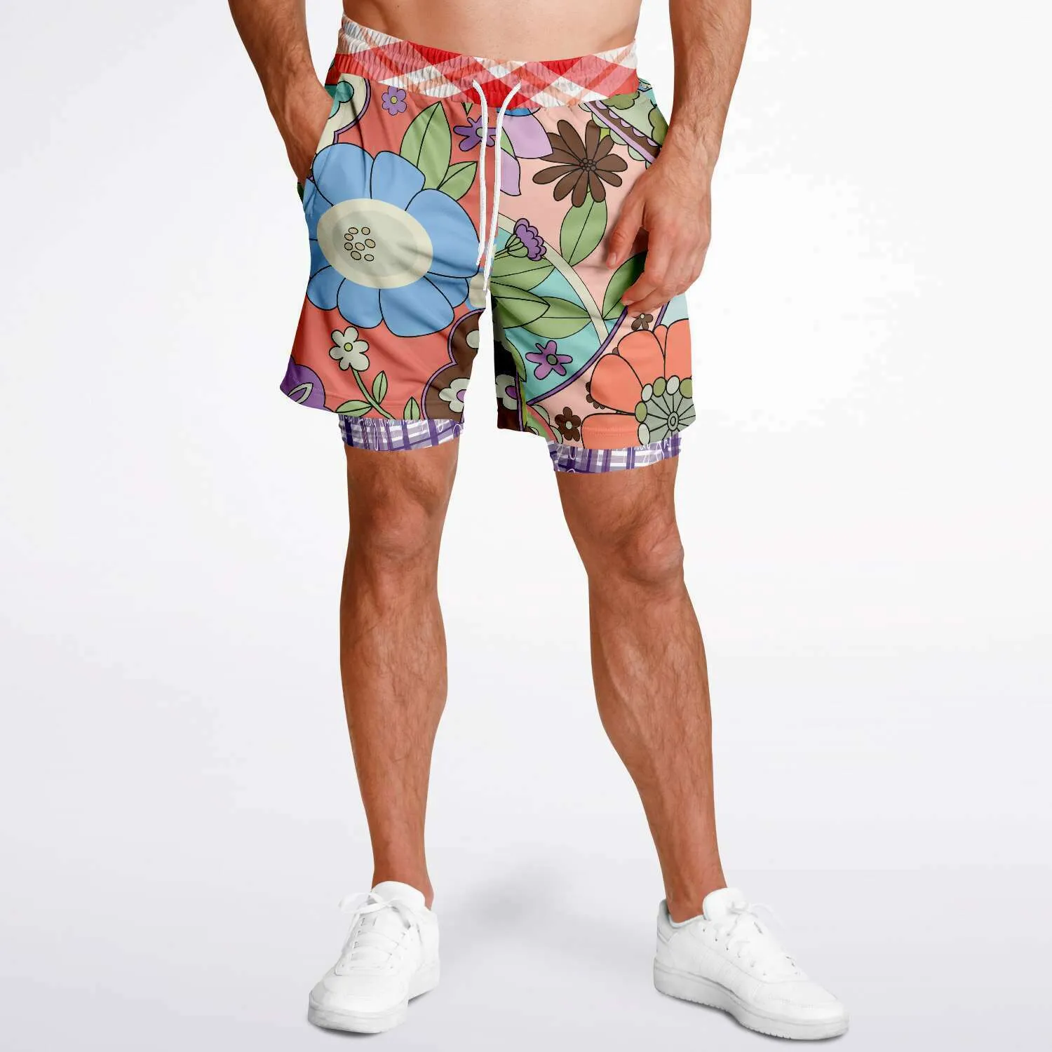 Serendipity Peach Floral Compression Activity Shorts