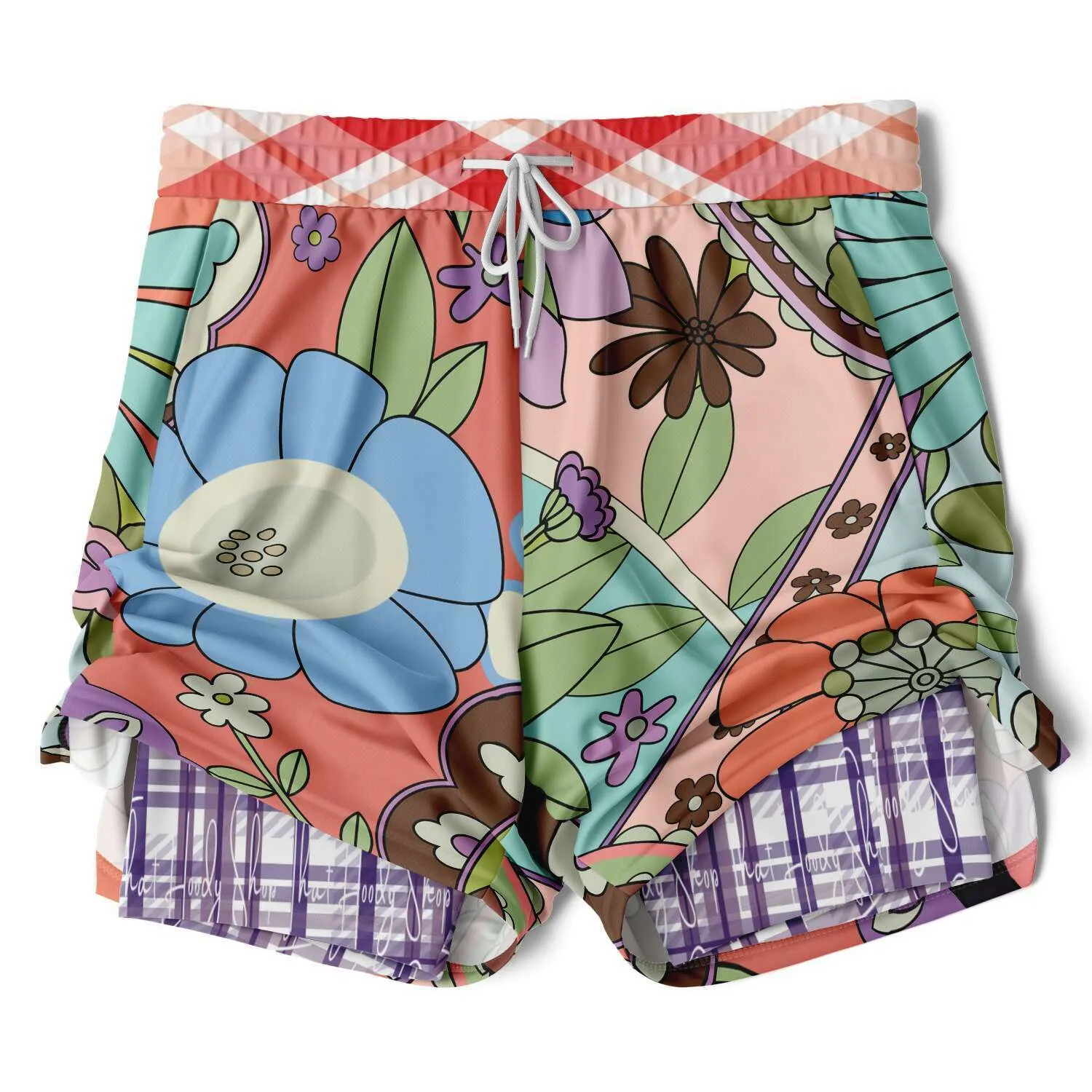 Serendipity Peach Floral Compression Activity Shorts