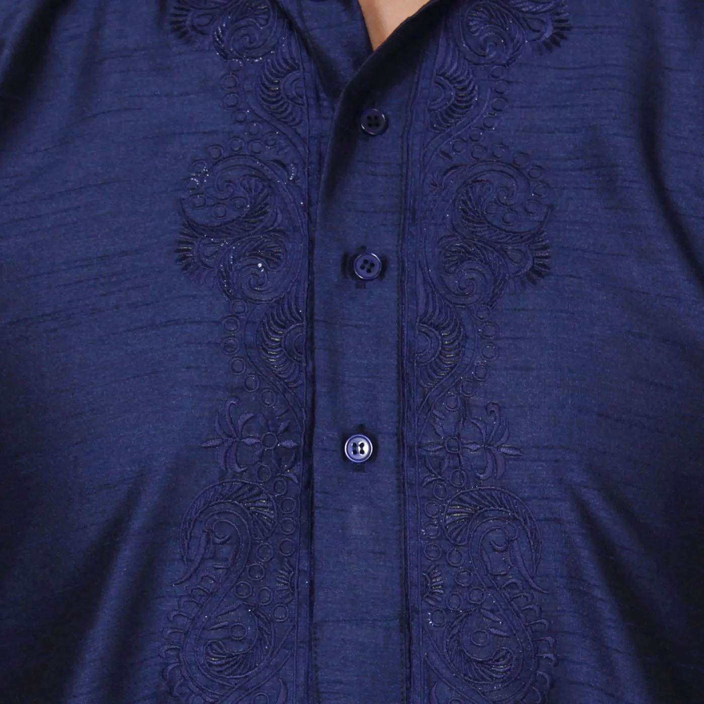 Silk Embroidered Mens Kurta Pajama India Clothing (Blue)