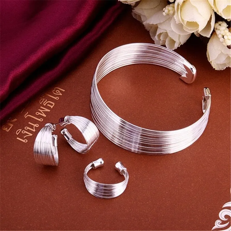 Silver Adjustable Women Jewelry Sets