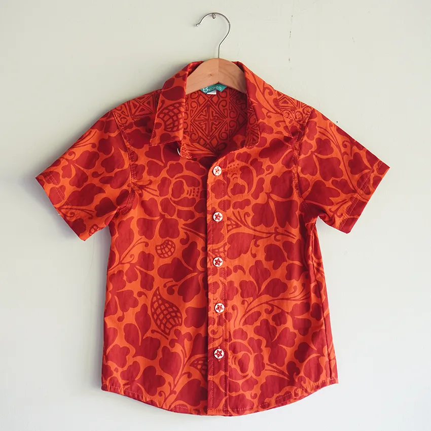 Spice Red Button Down Scrappy Shirt, 3 Sizes - SALE CLOTHING & KIDS