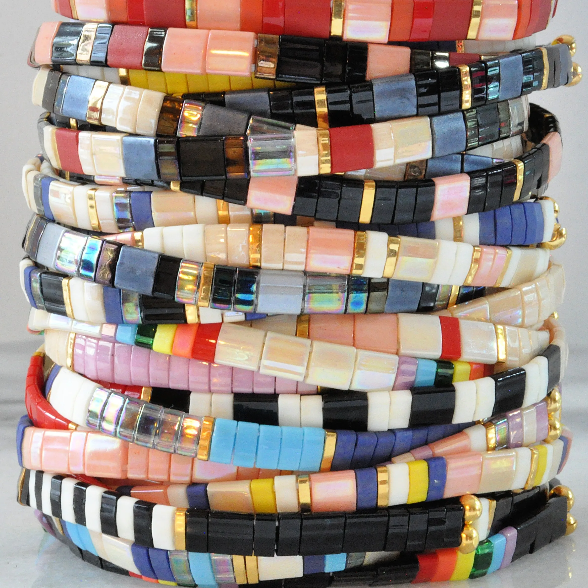 Stretch Tile Bracelet - IVORY RAINBOW