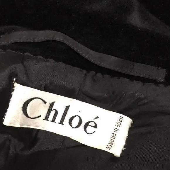 Vintage Chloe 1950’s Black Velvet Cape Skirt Set