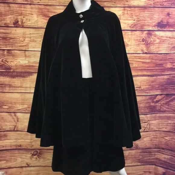 Vintage Chloe 1950’s Black Velvet Cape Skirt Set