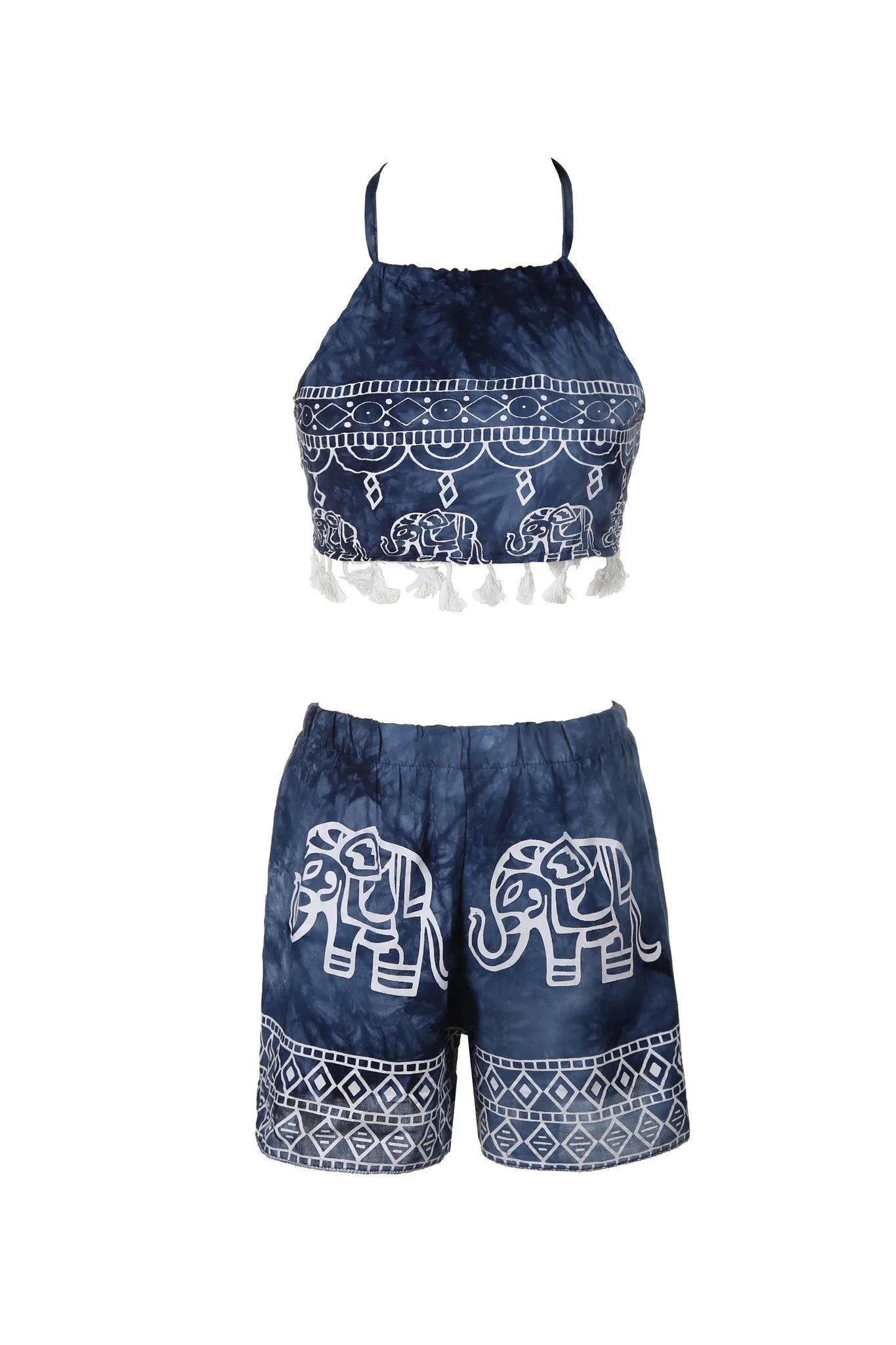 Vintage Tassel Crop Top&Shorts Matching Sets