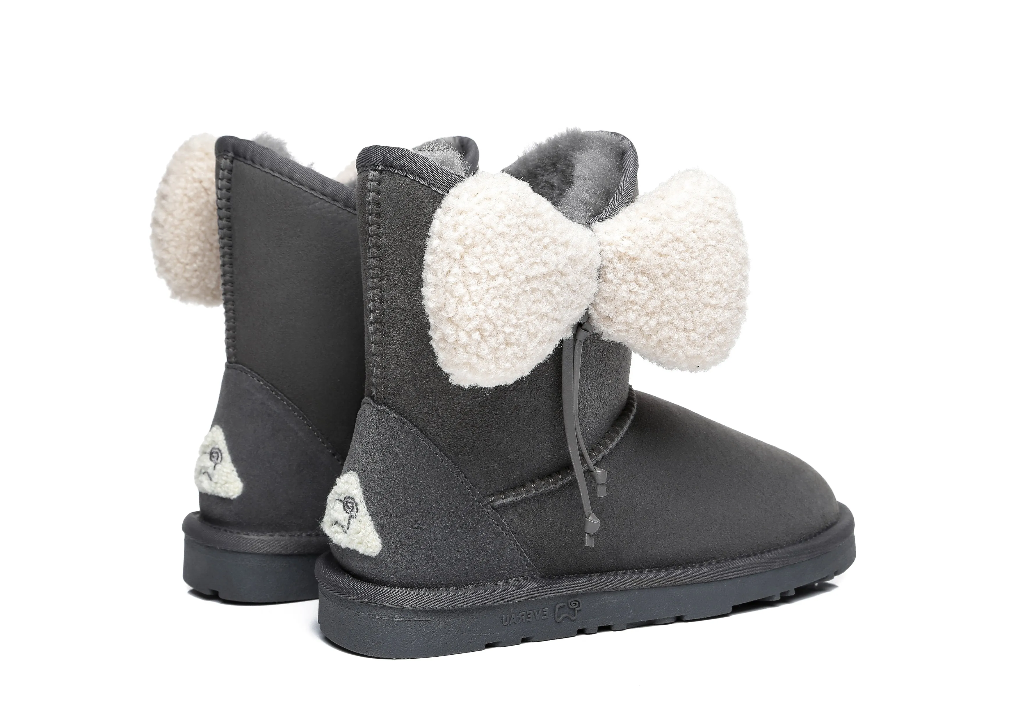 Women Mini Sheepskin Boots With Bow Vela