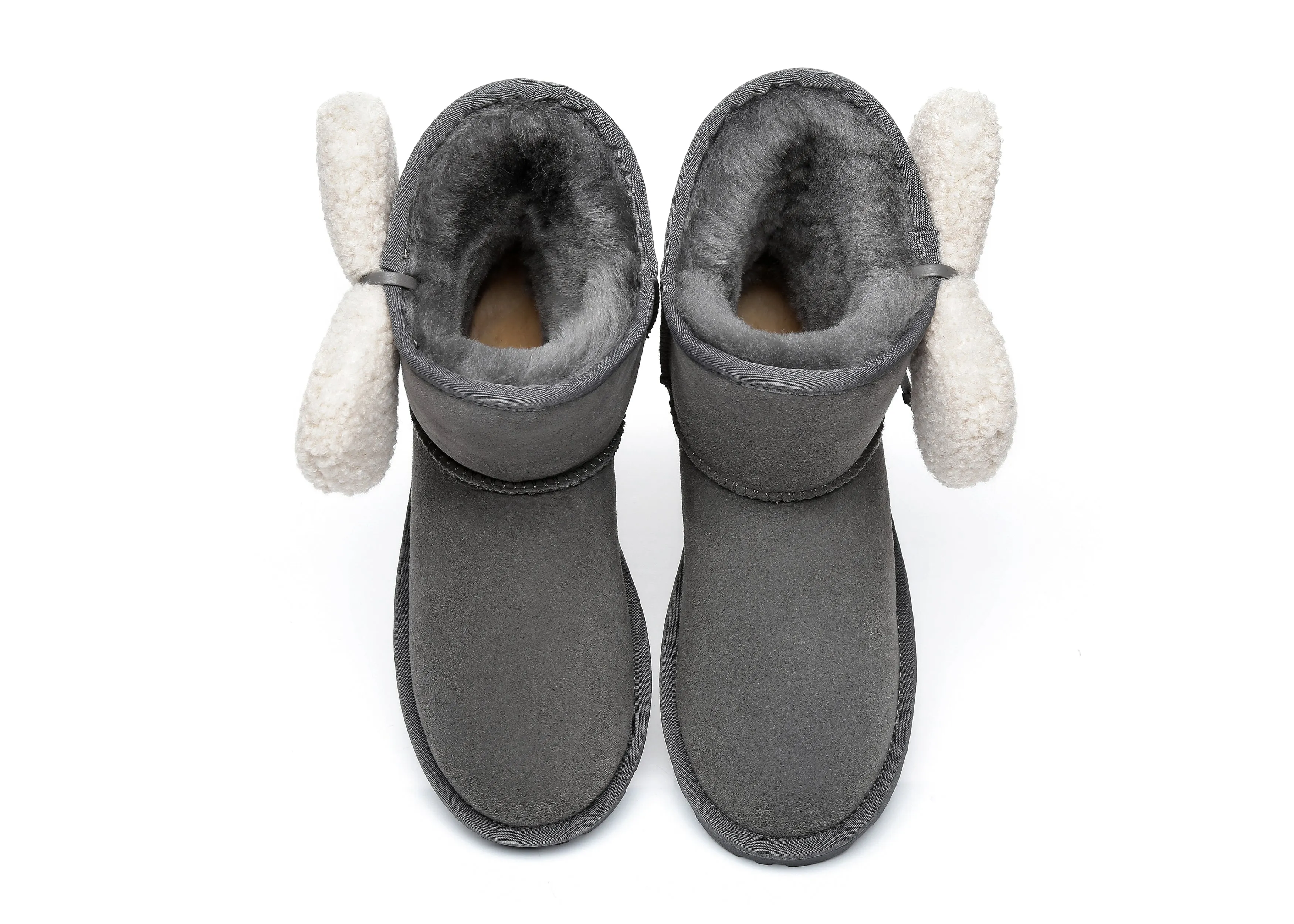 Women Mini Sheepskin Boots With Bow Vela