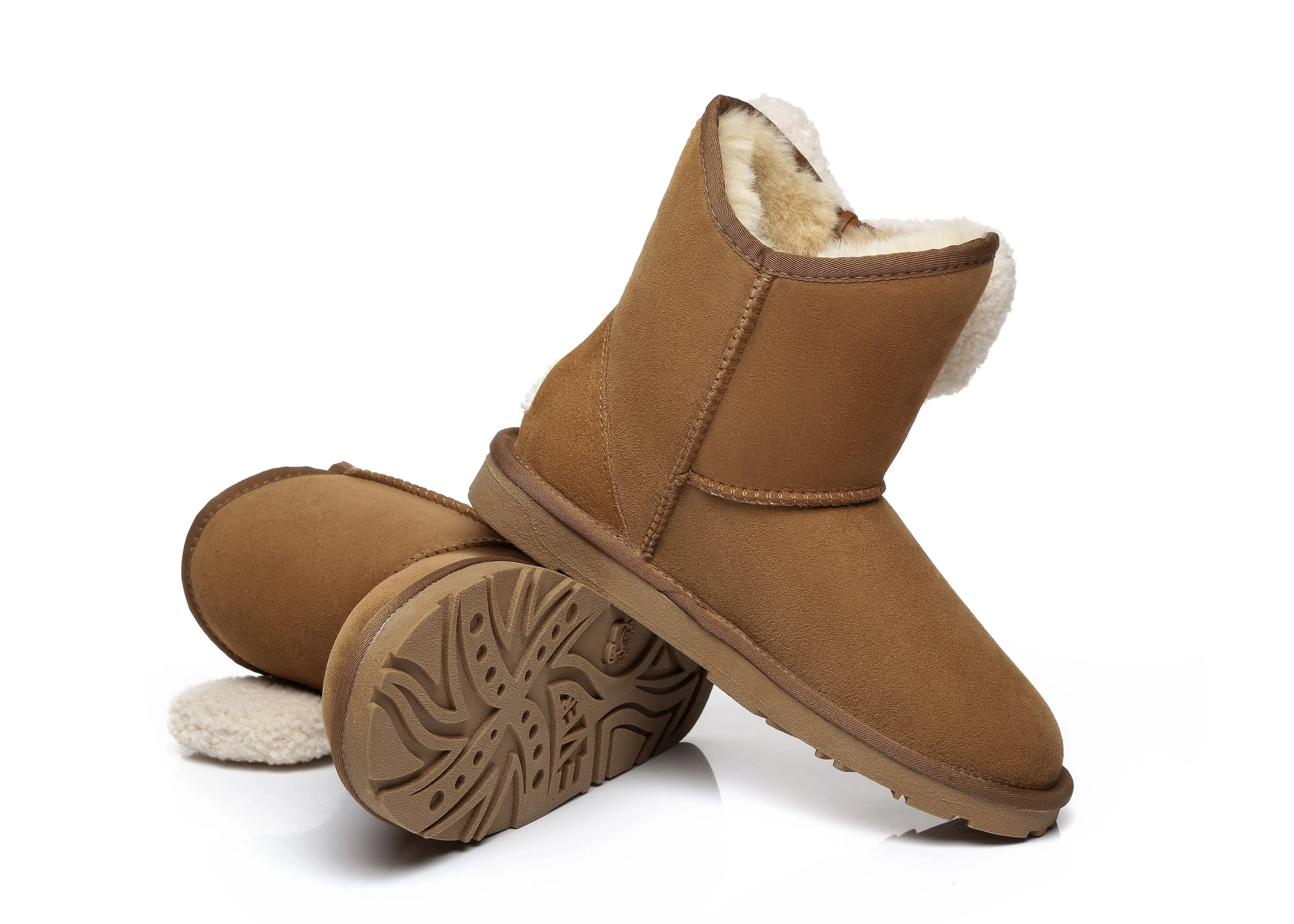 Women Mini Sheepskin Boots With Bow Vela