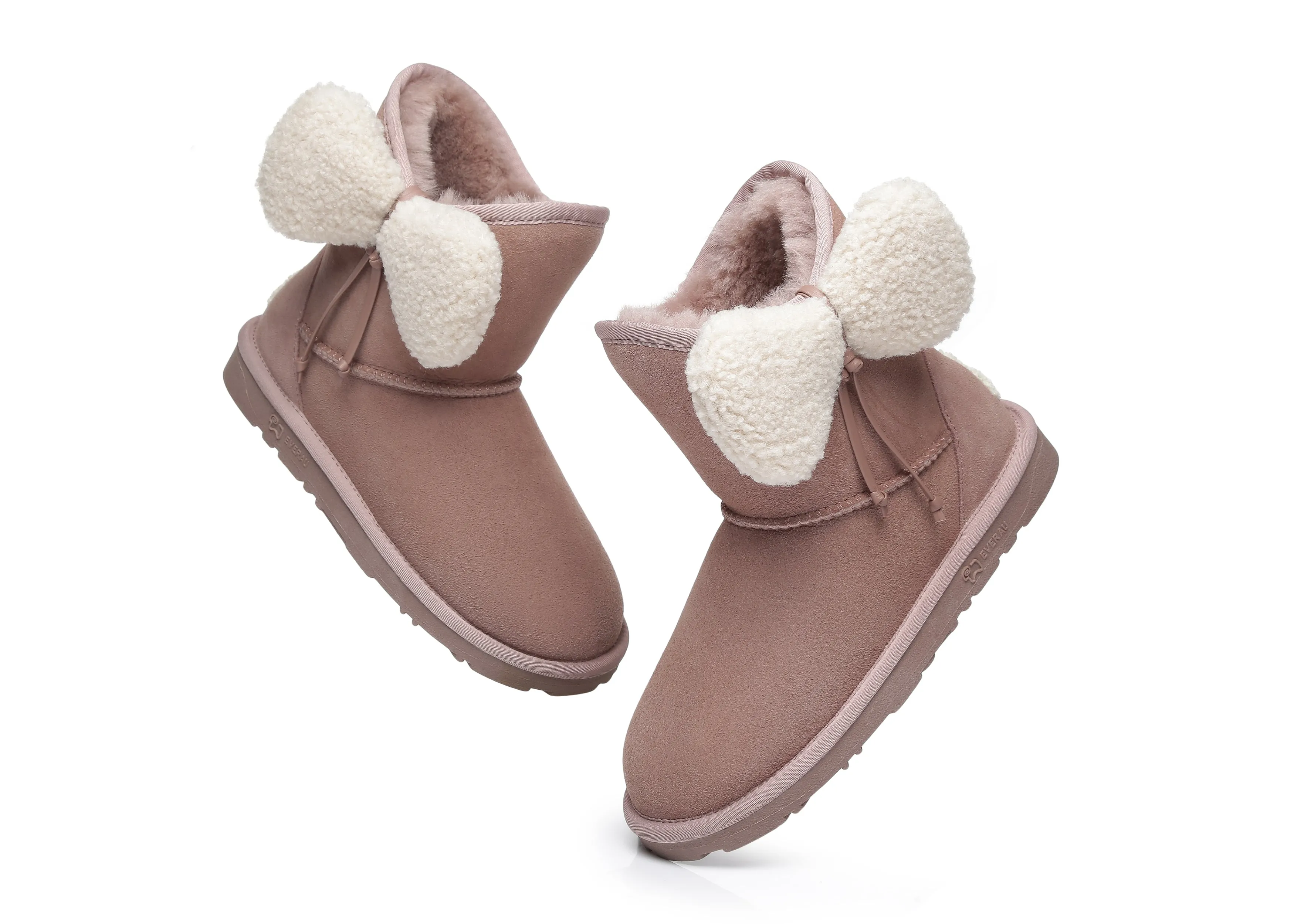 Women Mini Sheepskin Boots With Bow Vela