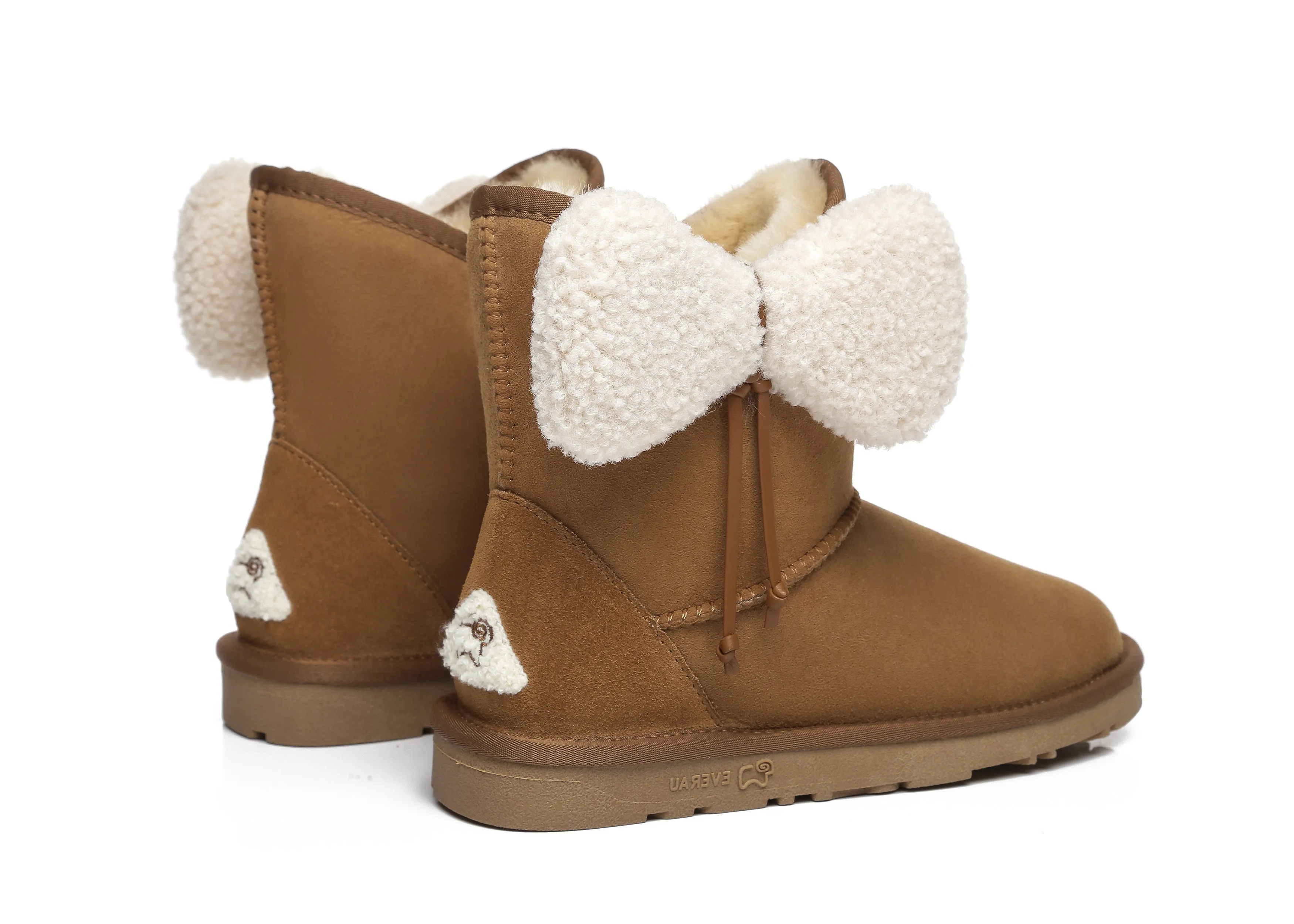 Women Mini Sheepskin Boots With Bow Vela