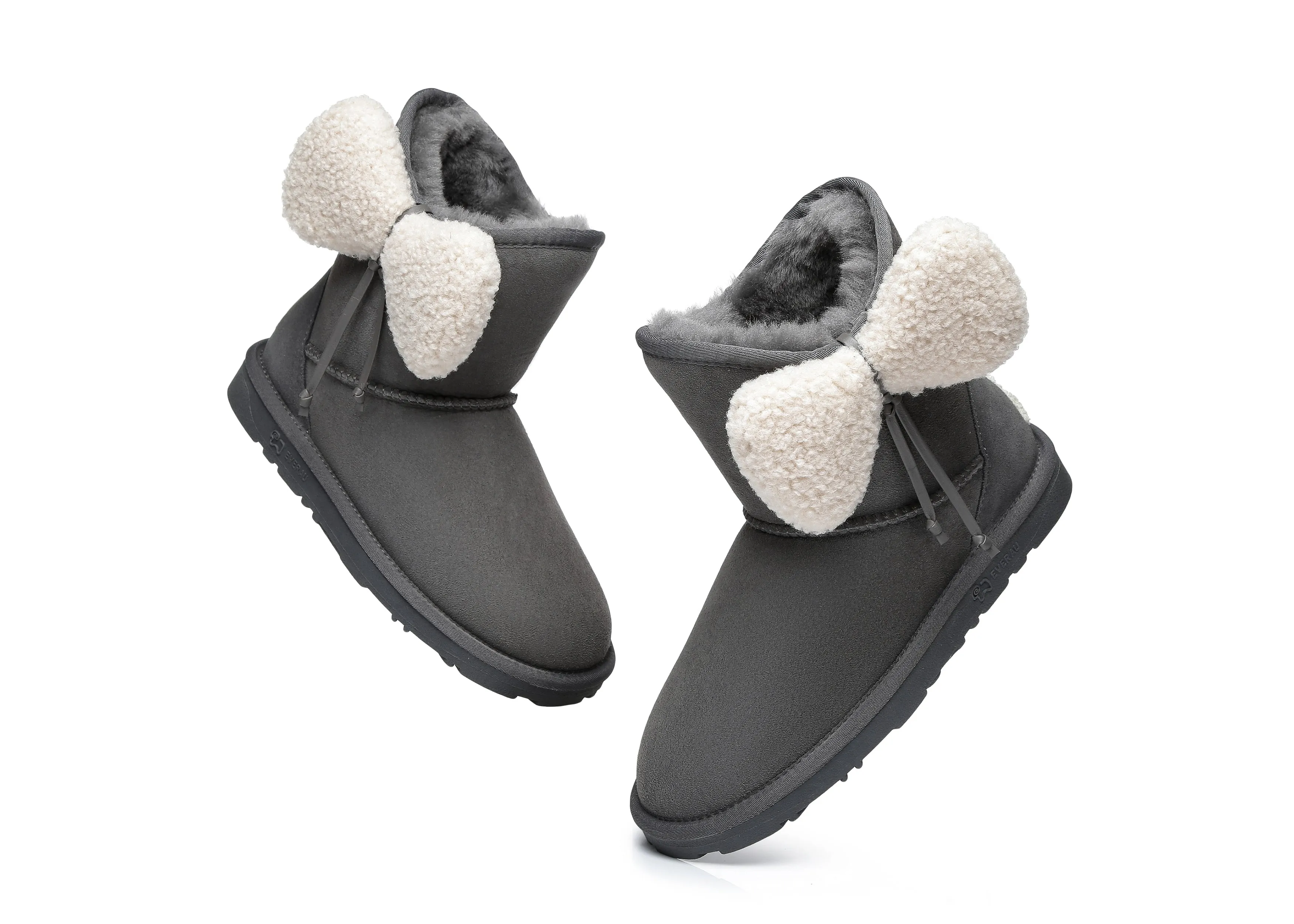 Women Mini Sheepskin Boots With Bow Vela