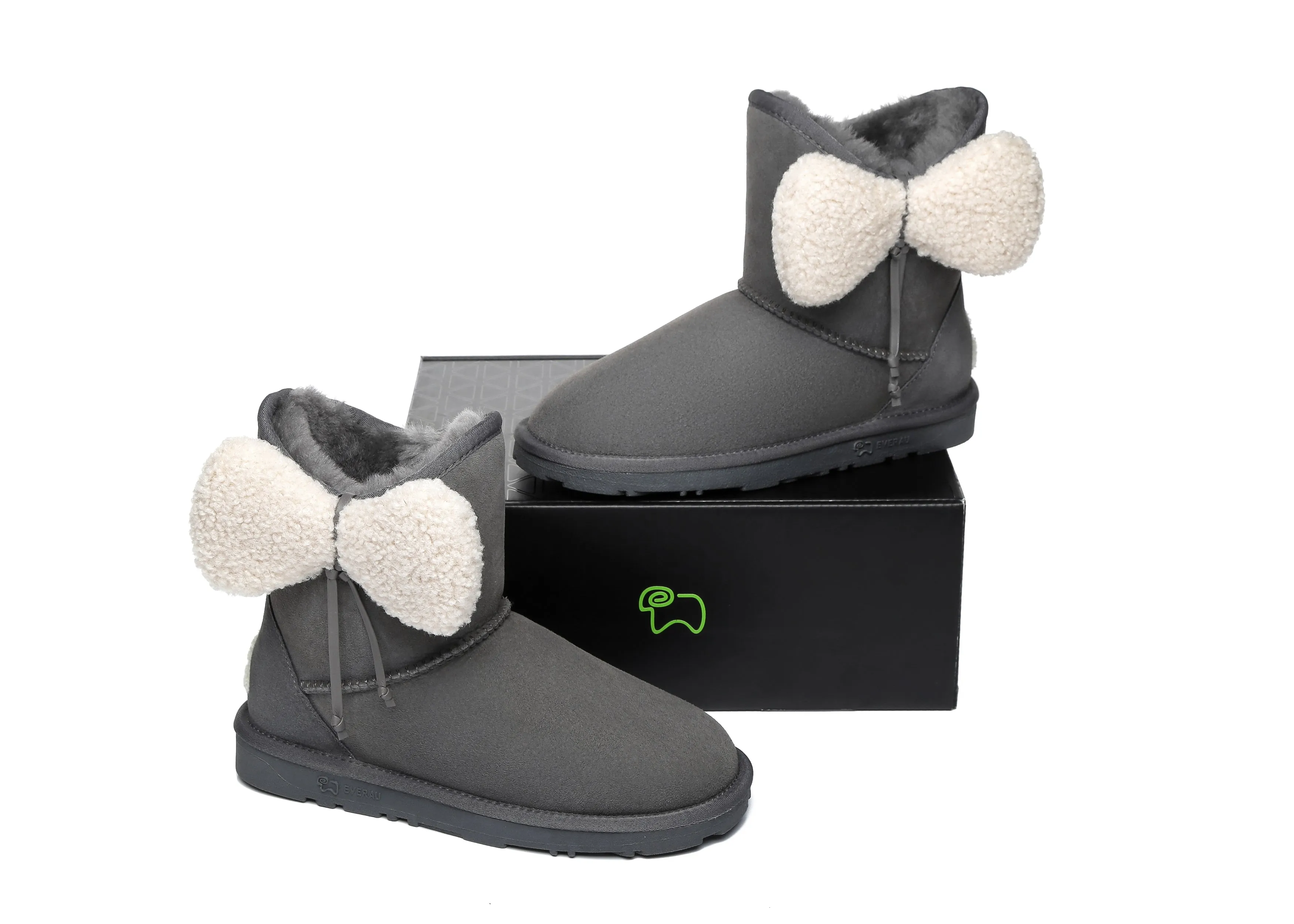 Women Mini Sheepskin Boots With Bow Vela