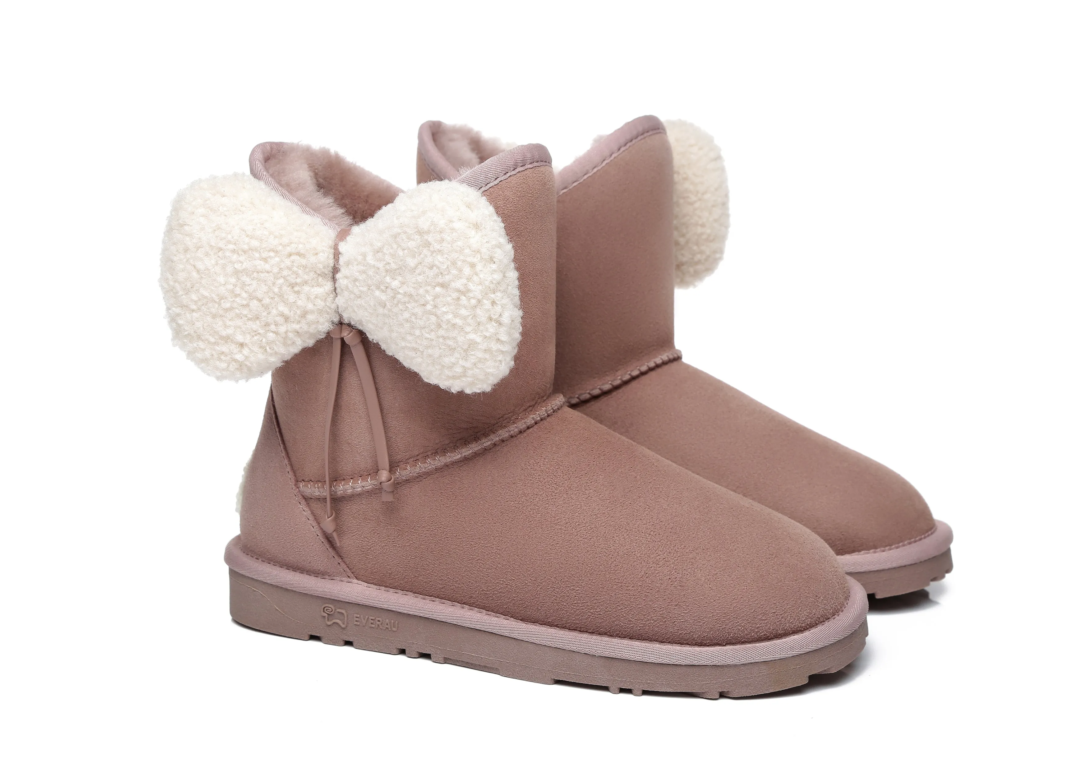 Women Mini Sheepskin Boots With Bow Vela