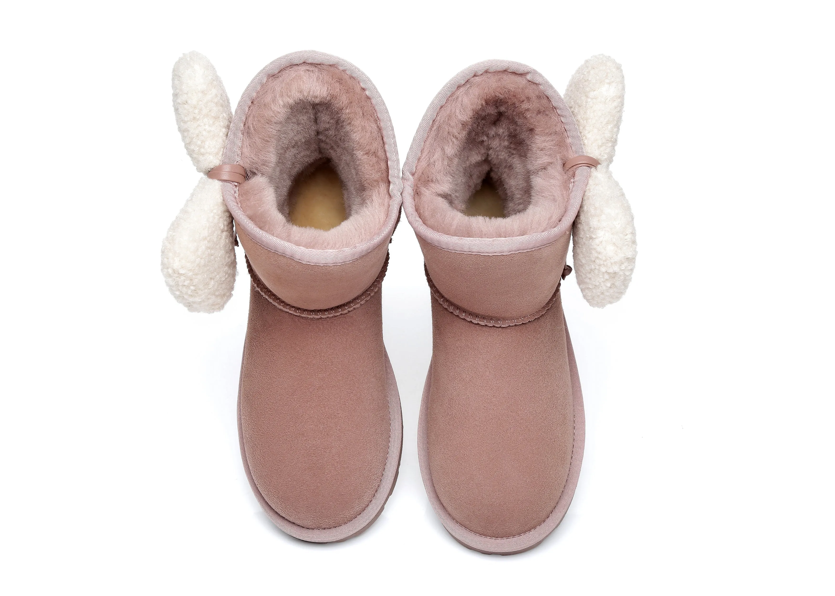 Women Mini Sheepskin Boots With Bow Vela