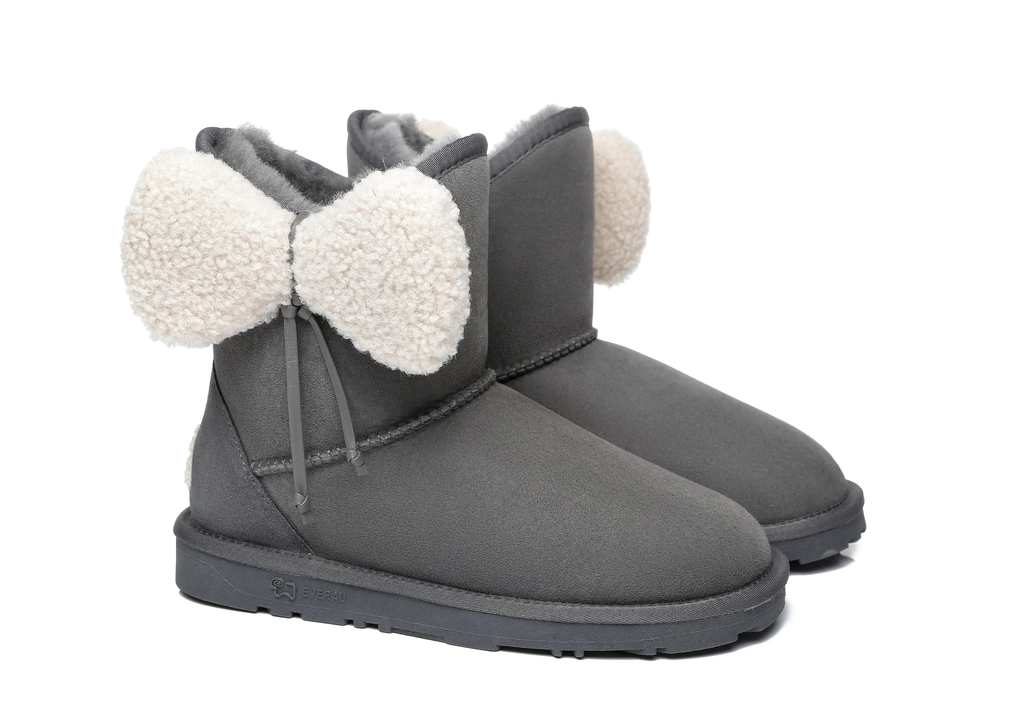 Women Mini Sheepskin Boots With Bow Vela