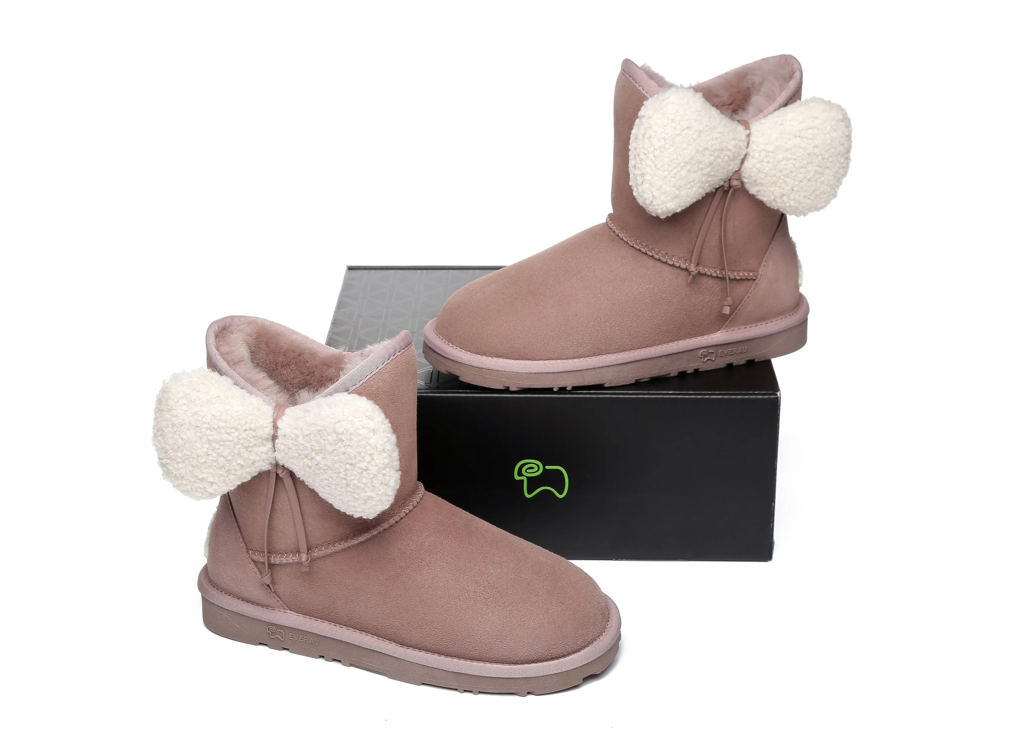 Women Mini Sheepskin Boots With Bow Vela