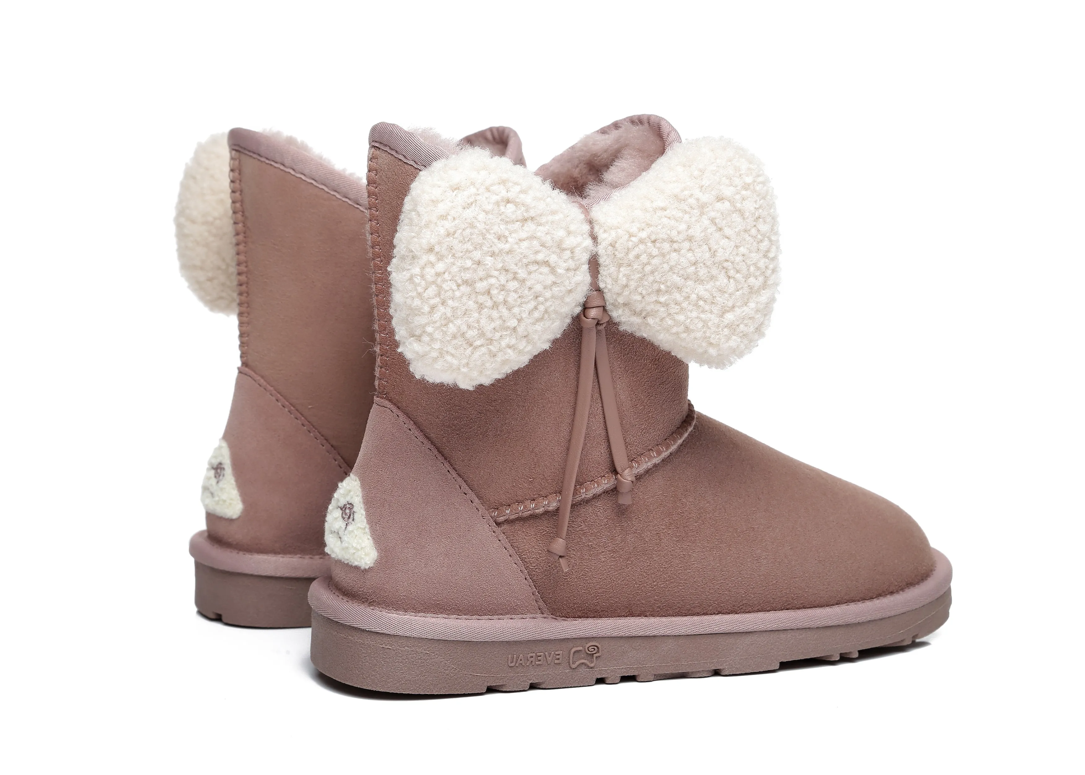 Women Mini Sheepskin Boots With Bow Vela