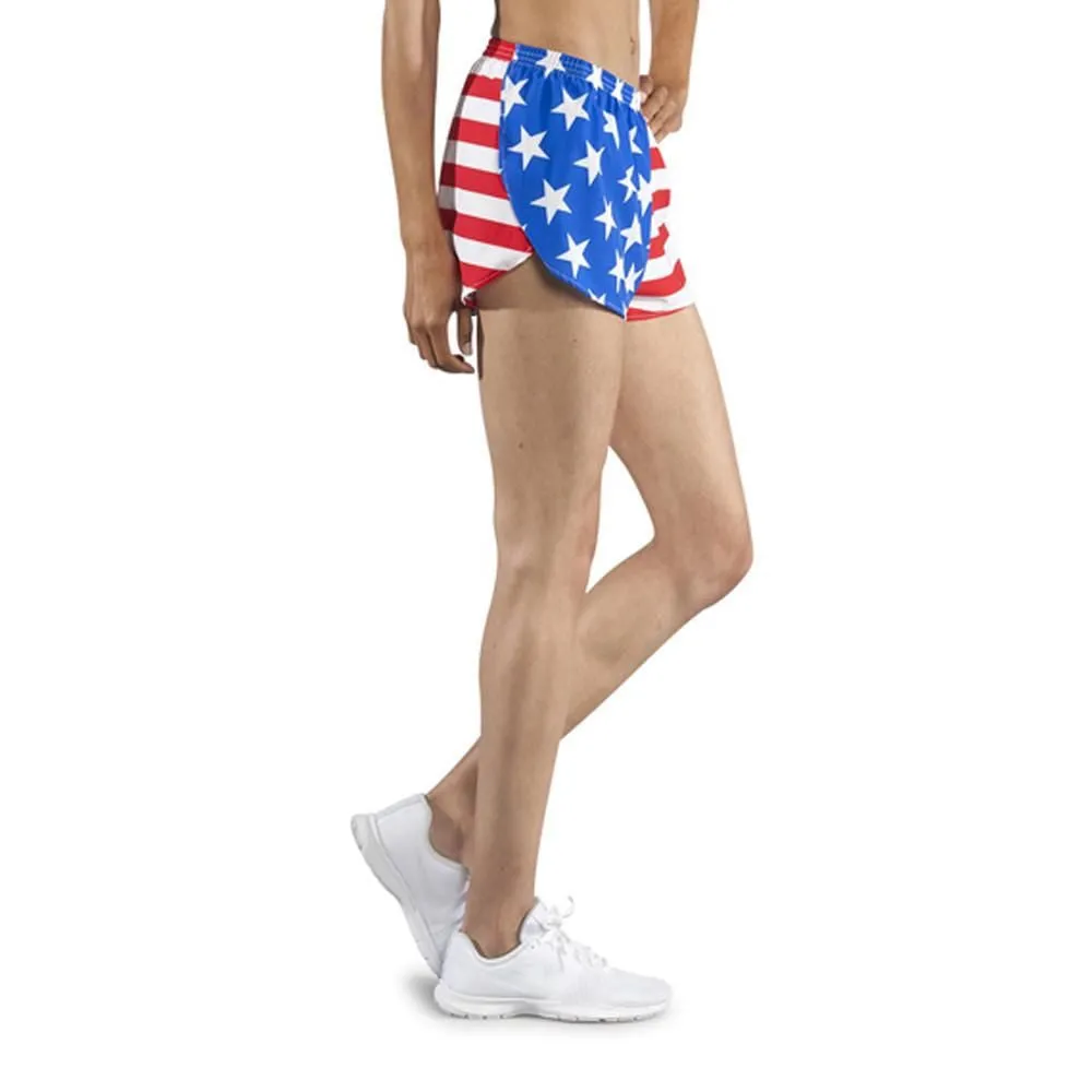 Women's 1" Elite Split Shorts- American Flag