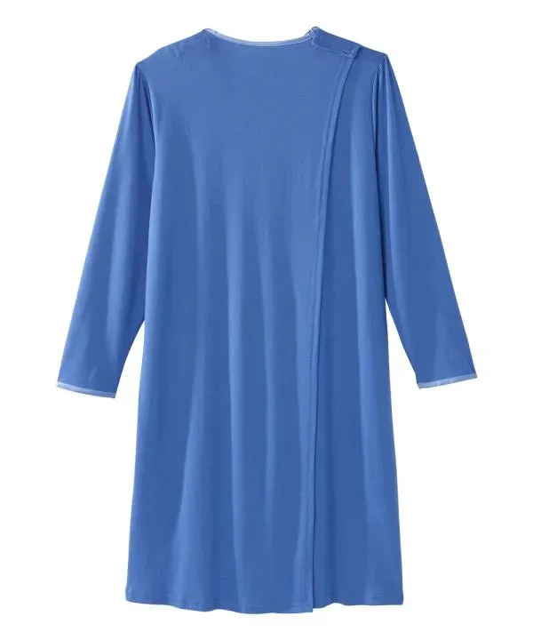 Women's Bow Long Sleeve Nightgown with Back Overlap