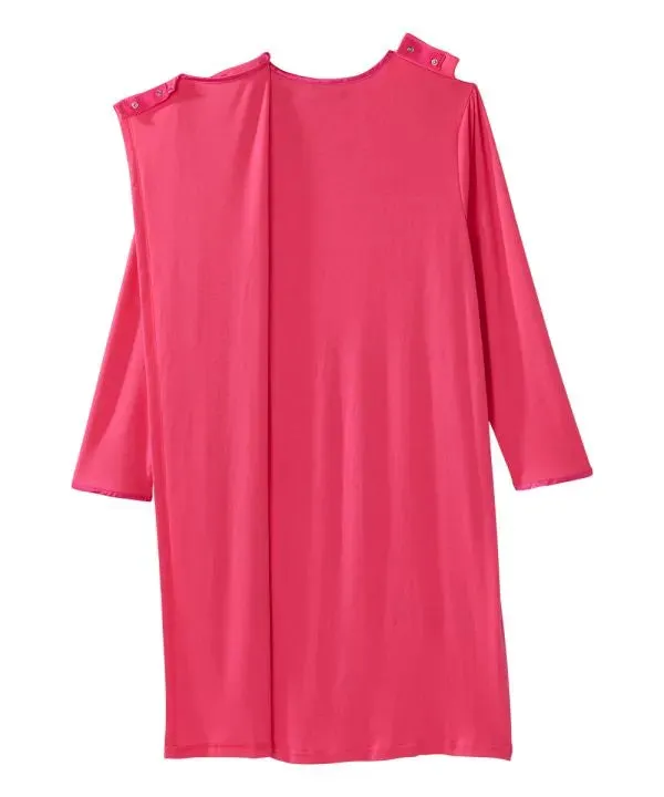 Women's Bow Long Sleeve Nightgown with Back Overlap