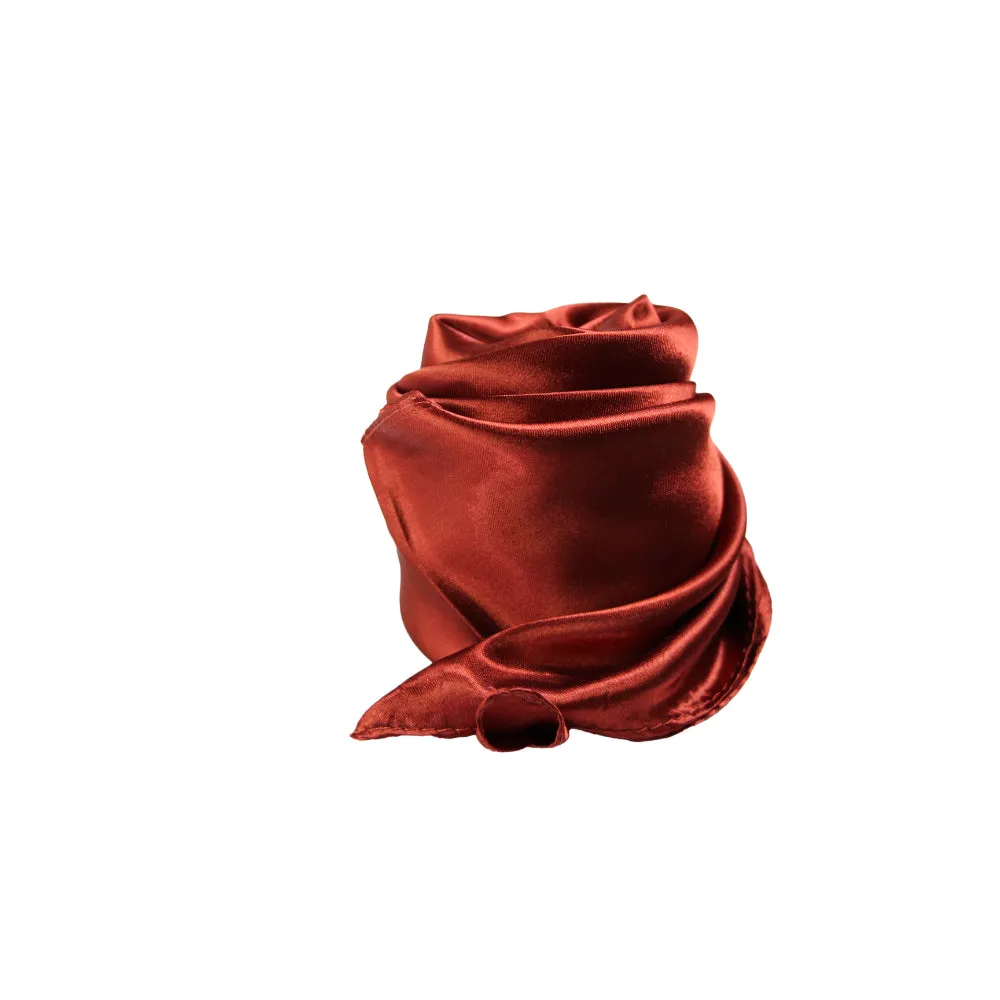 Womens Burnt Red Silk Feel Plain Soft Neck Scarf