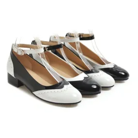 Women's Color Block Mary Jane Low Heels Pumps