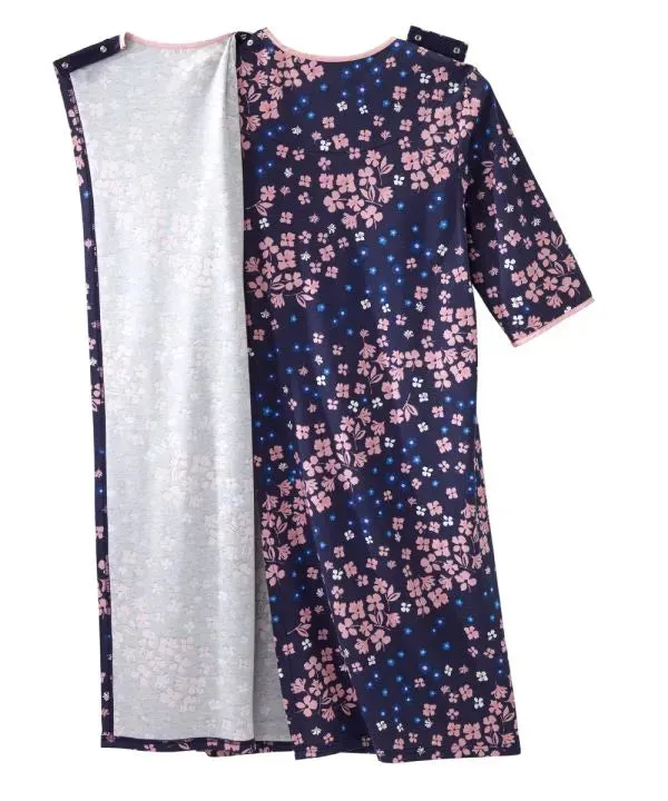 Women's Knit Nightgown with Back Overlap