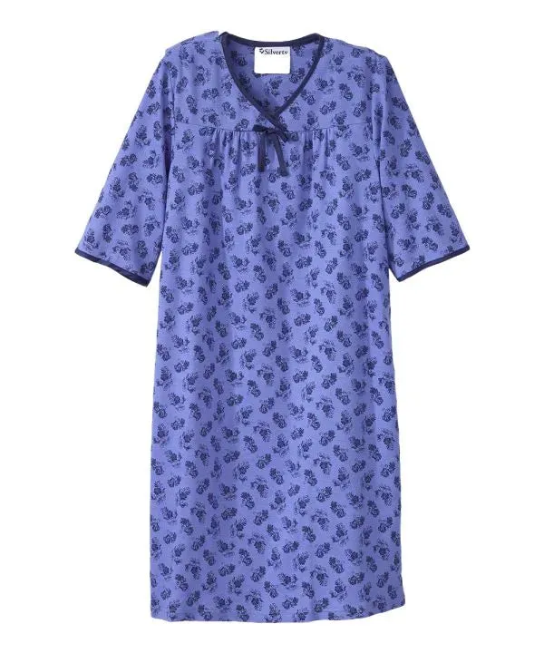 Women's Knit Nightgown with Back Overlap