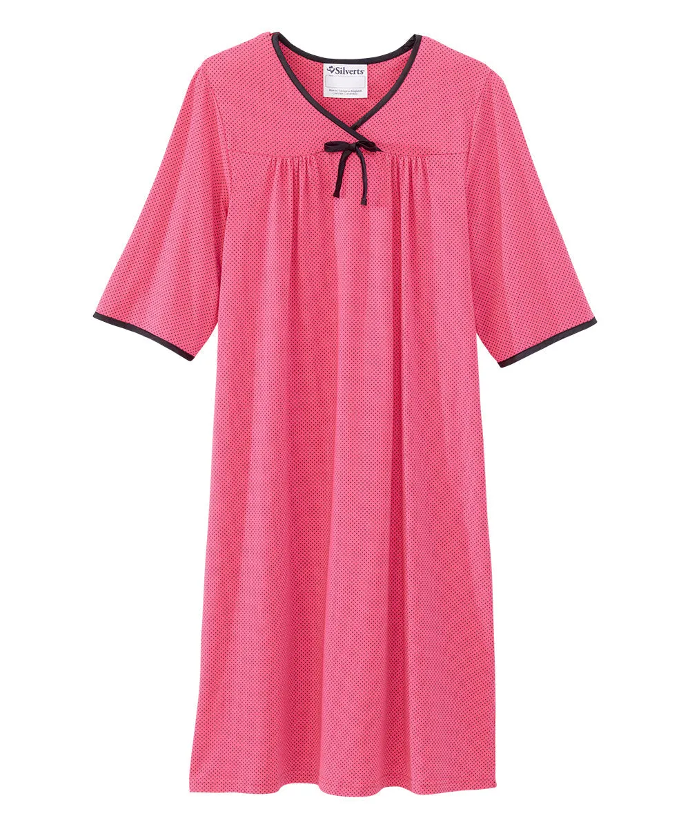 Women's Knit Nightgown with Back Overlap