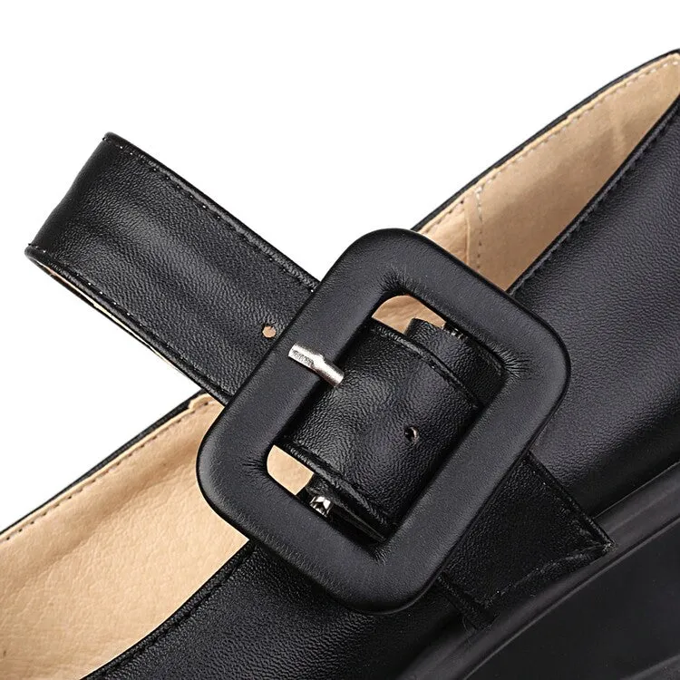 Women's Pumps Mary Janes Buckle Straps Platform High Heels